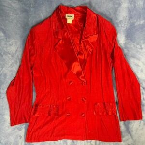Red vintage 90s Gemini USA blazer with satin details  Women Size L